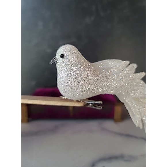 White Glitter Bird Decor - Picture 3 of 10